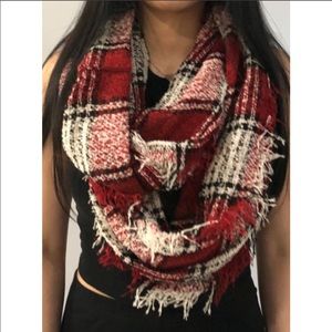 Red Plaid Infinity Scarf